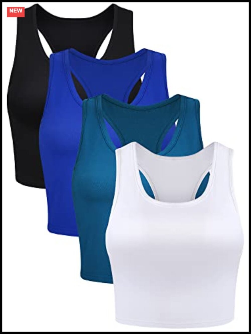 4 Pack Cotton Spandex Crop Tank Tops Sleeveless Racerback